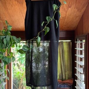 Black Half Sheer Maxi Skirt
